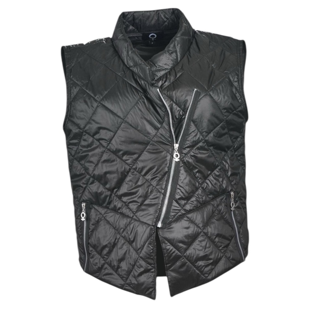 NWT MY SOUL Black Asymmetrical Quilted Women's Vest Size Large